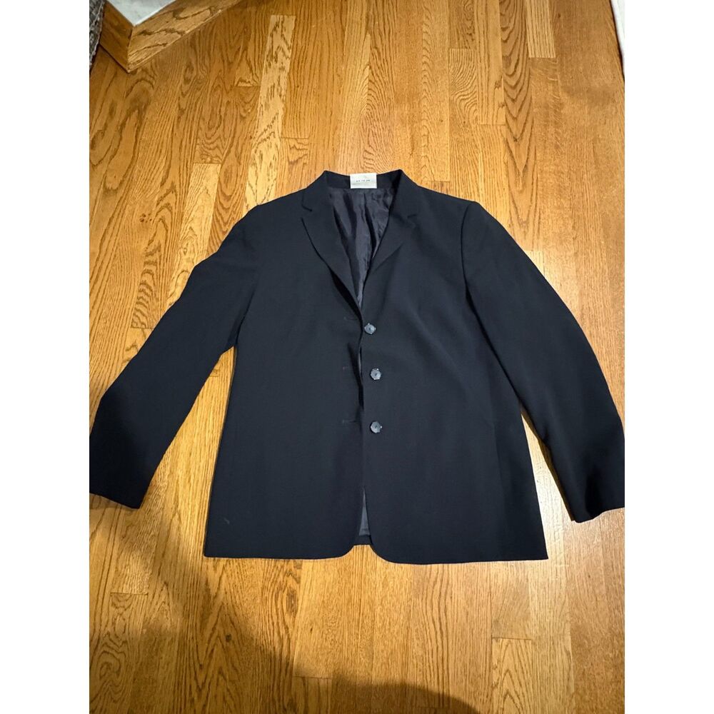 Akris Punto Wool Jersey Tailored Blazer Jacket, Black, Notch Lapel, Size 10,